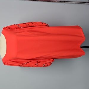 Vince Camuto Crepe 3/4 Embroidered Balloon Sleeve Shift Dress: Coral: Size- 18W